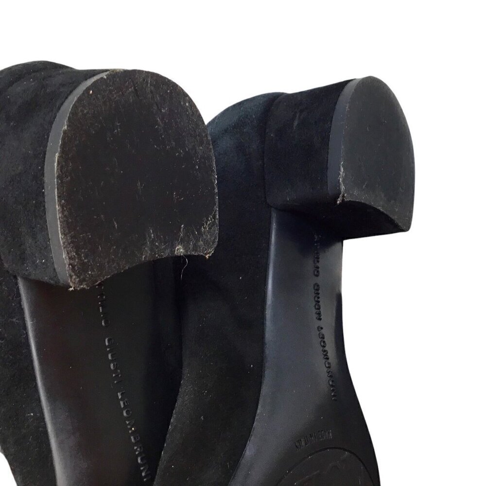 AGL Kristin Bow Tie Black Suede Leather Pumps Block Heel EU 35 US 5 Made Italy - Picture 11 of 14